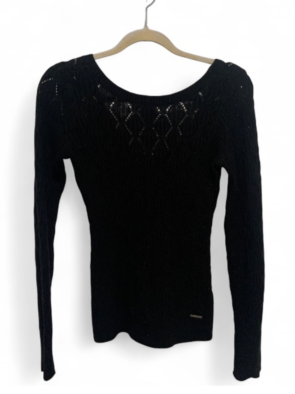 Abercrombie and Fitch Black Long-Sleeve Knit Scoop Neck Sweater Top